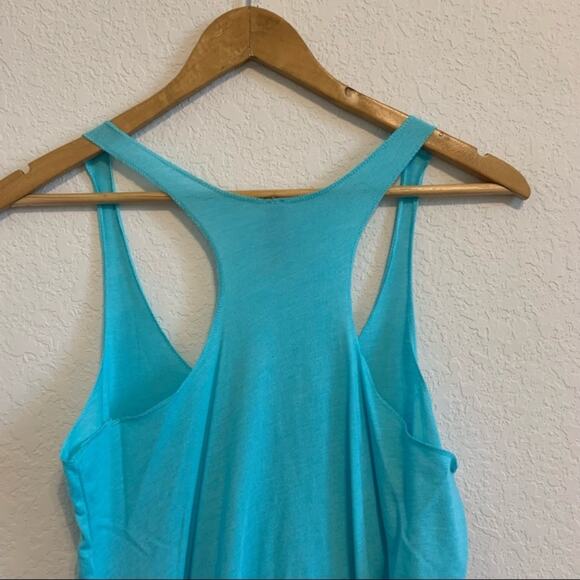 Women’s Teal Resting Beach Face Racerback Tank Top - Picture 4 of 7